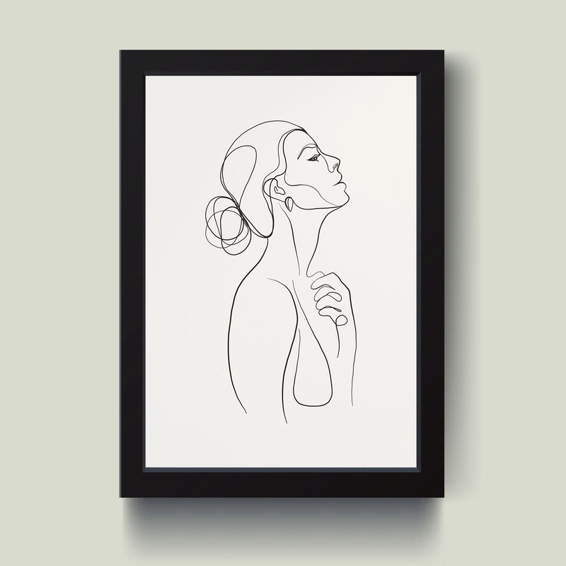 تابلو مدل مینیمال Black line girl کدQ0323
