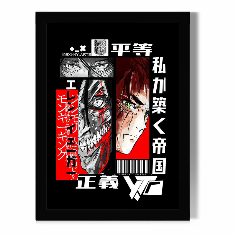 تابلو مدل دیواری طرح انیمه اتک آن تایتان Attack on Titan کاراکتر ارن ییگر Eren Jaeger کد FD077 - Image 2