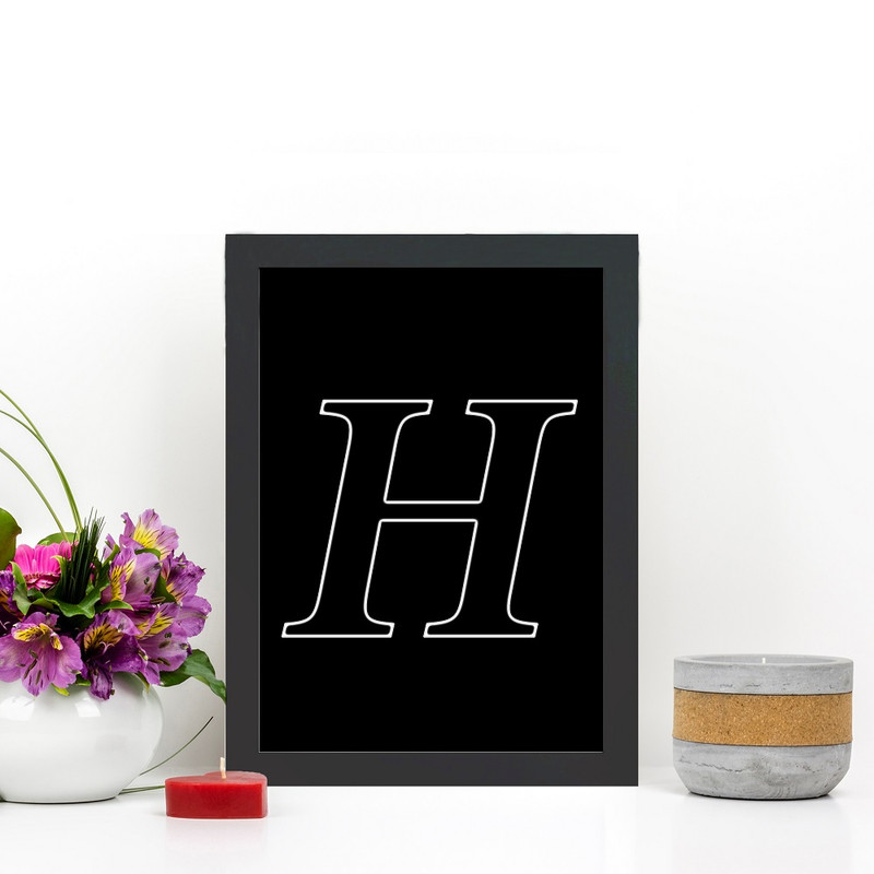 تابلو گالری چهره پرداز رخ مدل حرف H طرح عاشقانه دکوری کد Alphabet10006 - Image 2