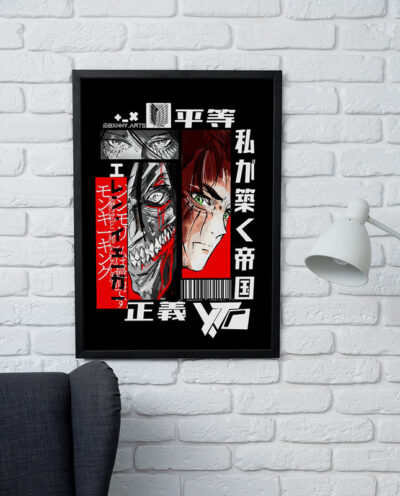 تابلو مدل دیواری طرح انیمه اتک آن تایتان Attack on Titan کاراکتر ارن ییگر Eren Jaeger کد FD077