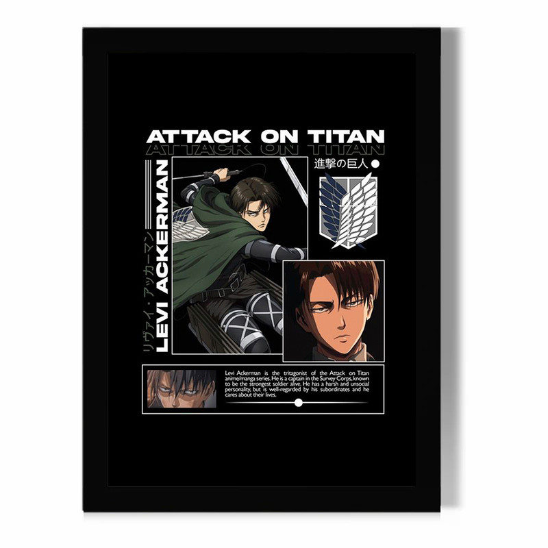 تابلو مدل دیواری طرح انیمه اتک آن تایتان Attack on titan کاراکتر لیوای آکرمن Levi Ackermann کد FD089