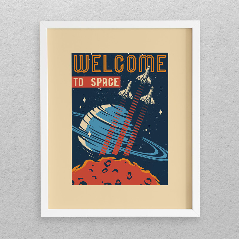 تابلو مدل دکوراتیو طرح فضا Welcome To Space کد 668