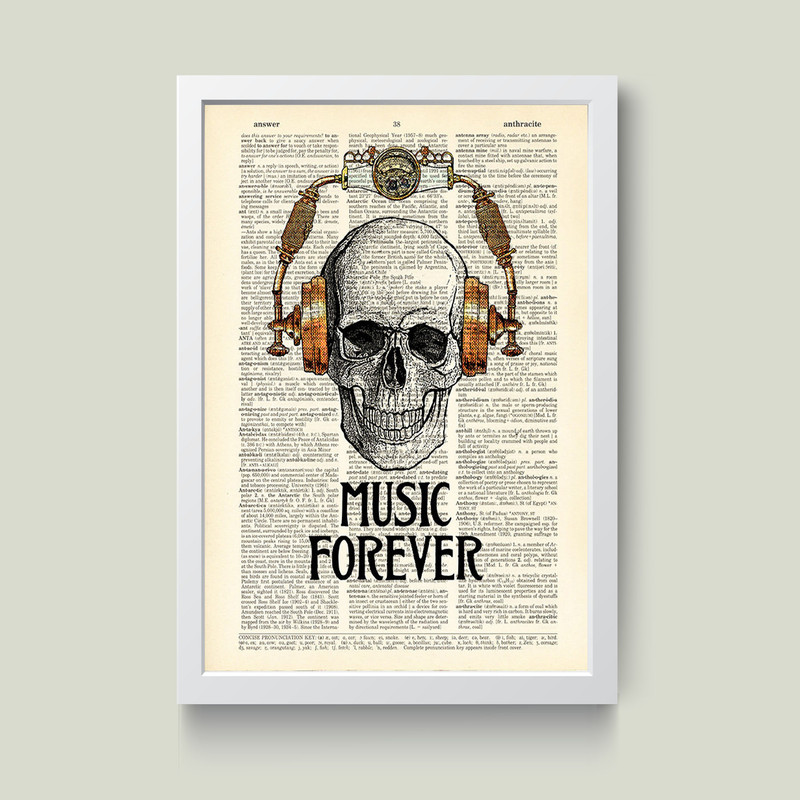 تابلو مدل مینیمال Music Forever کد m2403-w