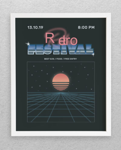 تابلو مدل دکوراتیو طرح فضا Retro Festival کد 674