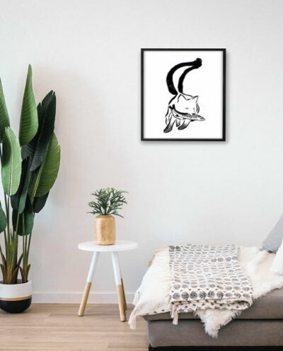 تابلو یاسین دکوراتیو مدل لاین آرت مینیمال گربه کد M521