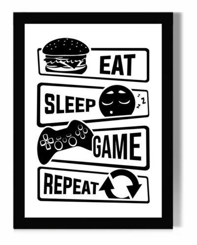 تابلو دیواری مدل گیمینگ طرح Eat Sleep Game Repeat کد FD290