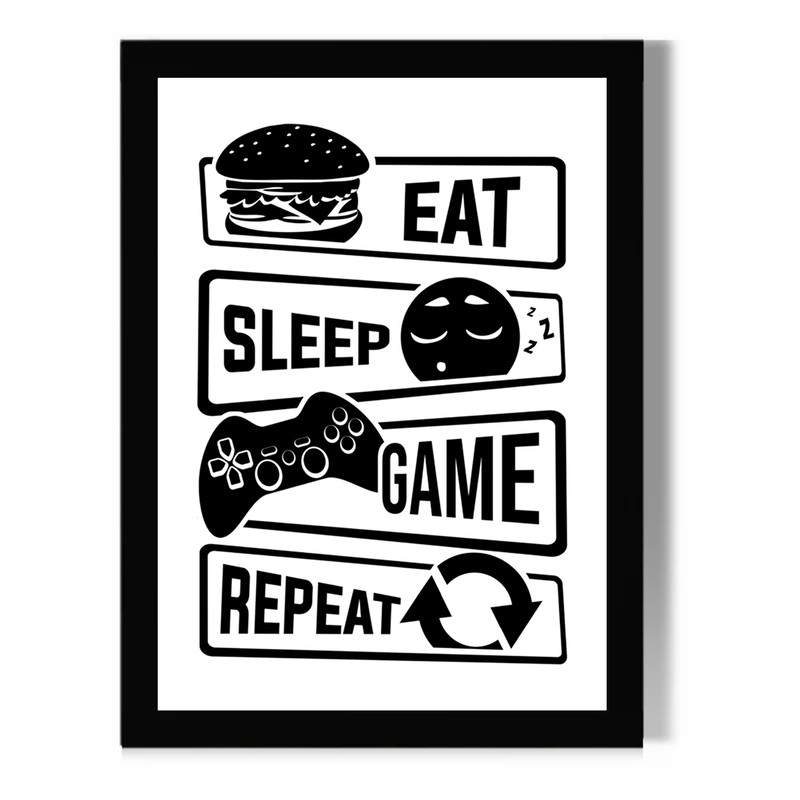 تابلو دیواری مدل گیمینگ طرح Eat Sleep Game Repeat کد FD290