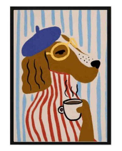 تابلو مدل Dog with coffee کد 248901722