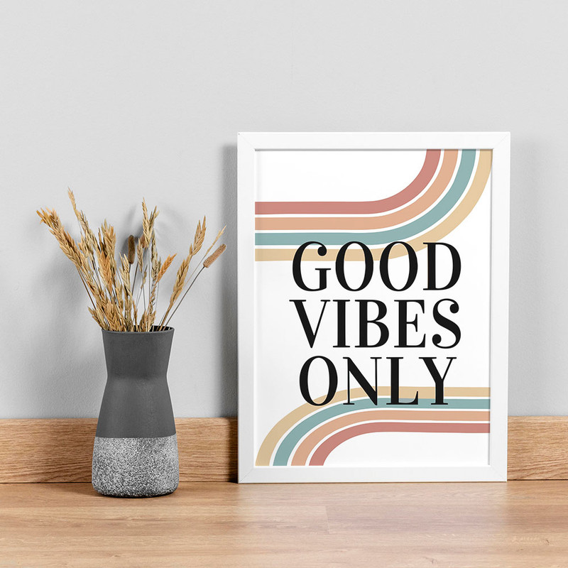 تابلو صبا طرح مدل مینیمال Good Vibes only کد S2922bw