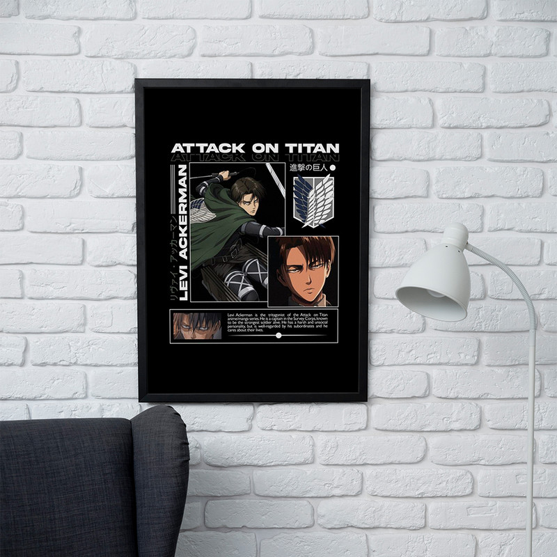 تابلو مدل دیواری طرح انیمه اتک آن تایتان Attack on titan کاراکتر لیوای آکرمن Levi Ackermann کد FD089 - Image 2