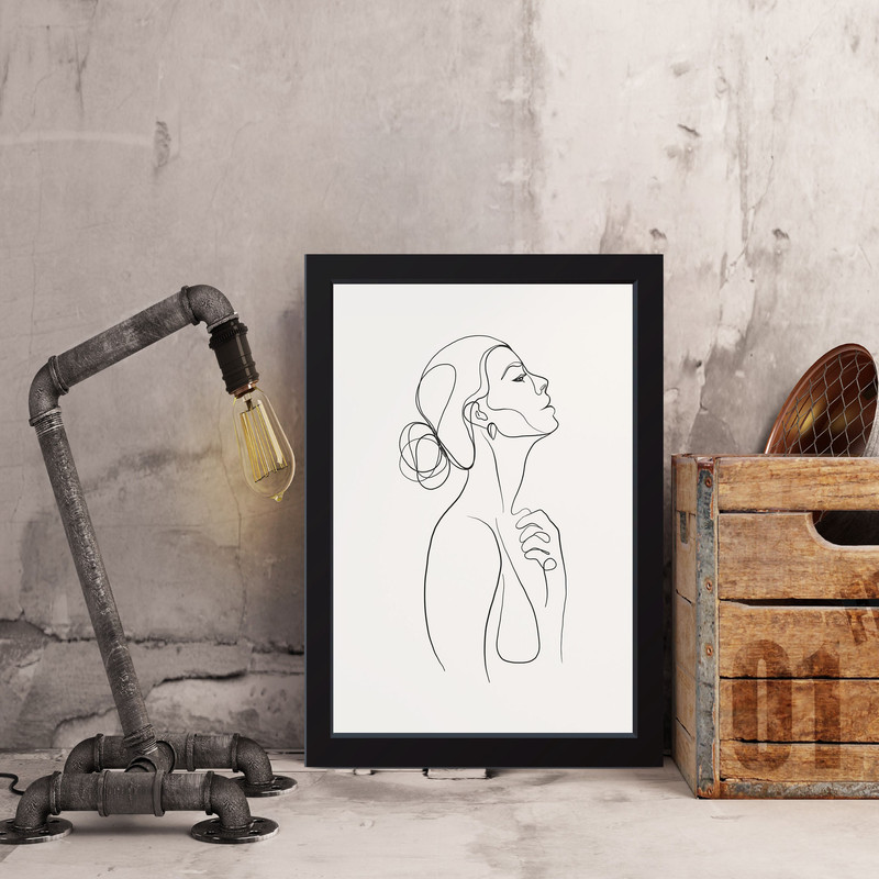 تابلو مدل مینیمال Black line girl کدQ0323 - Image 2